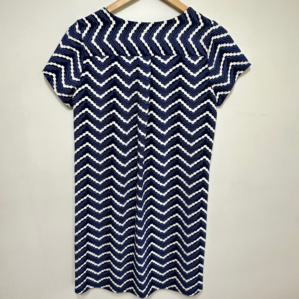 Jude Connally Ella Chevron Dress Womens Small Blue Short Sleeve‎ Resort Preppy - Picture 8 of 8